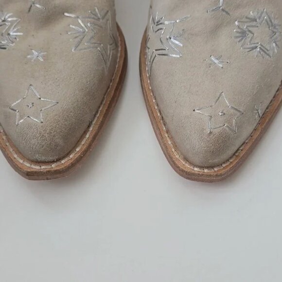 Free People Bowers Embroidered Bootie Bone Suede w/ silver Boots Fits 8.5 - Picture 6 of 11